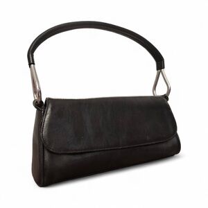 2K Black Leather Shoulder Bag Top Handle Minimalist Handbag Women's